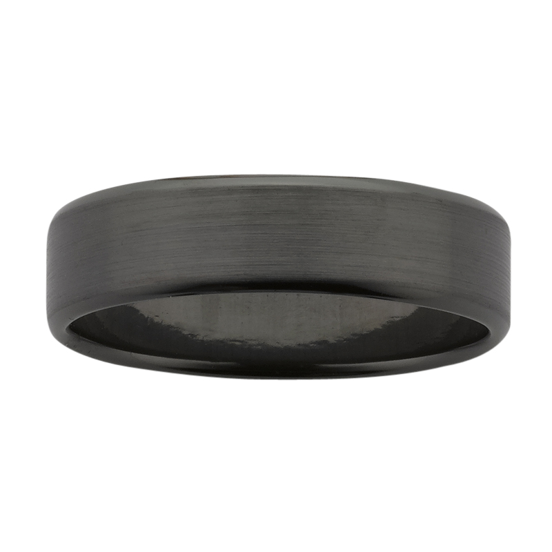 <p>7mm wide flat Black Zirconium band with bevelled edges and sanded finish.</p>