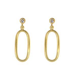 9ct Yellow and Silver Bonded Cubic Zirconia Hoop Earrings