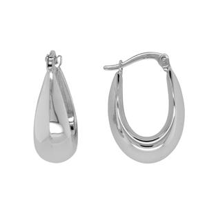 9CT & STG Bonded Oval Hoop Earrings