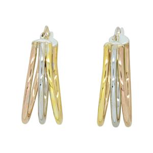 <p>9ct Tri Coloured & Sterling Silver Bonded Earrings</p>