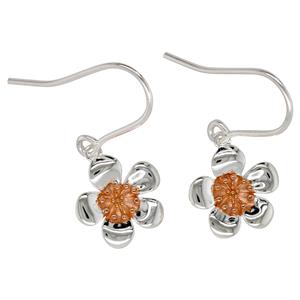 Manuka Flower Hook Earrings with RG plated center