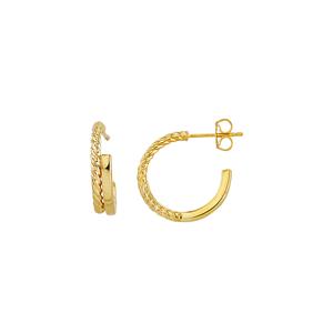 9ct Yellow Gold and Silver Bonded Double Twisted Hoop Earrings