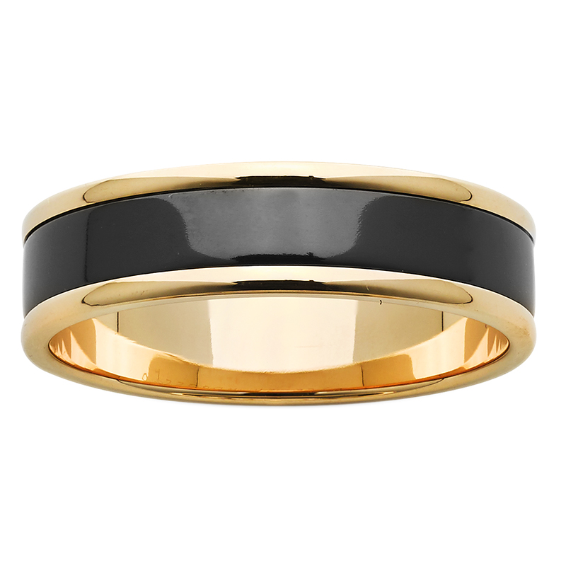 6mm Gold and Polished Black Zirconium ZiRO Ring