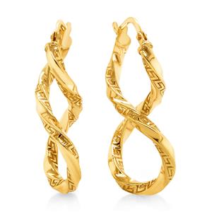 9ct & Stg Twisted Earrings with Greek Pattern