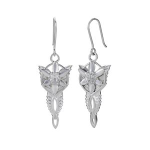 <p>Arwen's Evenstar earrings.</p>
<p> </p>
<p>Arwen is an Elven Princess known also as Evenstar because of <br />
her unparalleled beauty. Blessed with Elven immortality, Arwen falls in love with Aragorn, a mortal man, and must choose between eternal life or the man she loves. She gives Aragorn her pendant as a token of her love.</p>
<p> </p>
<p>The earrings are available in either Gold or Sterling, and are each set with a 5x4mm cubic zirconia, amethyst, or blue topaz. Comes with the Official Lord of the Rings pouch.</p>