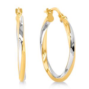 9ct & Stg Rhodium Plated Twisted Hoops