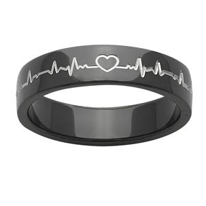 <p>Black Zirconium Heart Beat Ring</p>
