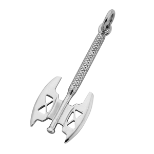 <p>Gimli's Axe Pendant.</p>
<p> </p>
<p>Gimli son of Glóin is a fierce warrior and loyal member of The Fellowship. After Sam and Frodo left The Fellowship, Gimli 
stayed with Aragorn and Legolas to help defeat Sauron's forces.</p>
<p> </p>
<p><span style='text-align: left; widows: 2; text-transform: none; background-color: rgb(42,42,42); text-indent: 0px; display: inline !important; font: 14px/16px 'PT Sans'; white-space: normal; orphans: 2; float: none; letter-spacing: normal; color: rgb(204,204,204); word-spacing: 0px; -webkit-text-size-adjust: auto; -webkit-text-stroke-width: 0px'>Comes with the Official Lord of the Rings pouch.</span></p>