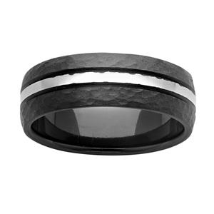 <p>7mm black and white Zirconium ring</p>