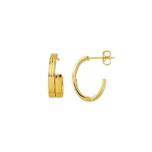 9ct Yellow Gold and Silver Bonded Double Oval Hoop Earrings