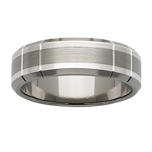 <p>7mm Titanium and Sterling Silver ring</p>
