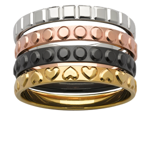 <p>Stacker rings available in yellow gold, zirconium, rose gold and white gold.</p>