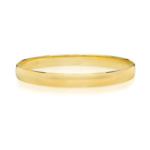 <p>Solid bangle, half round profile. Approx 1.5mm thick, 9ct approx. weight 21.3gms, 65mm diameter</p>