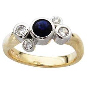 Sapphire & Diamond Bezel Set Ring