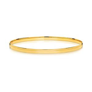 <p>Solid bangle, half round profile. Approx. 1.45mm thick, 9ct approx weight 10.4gms, 65mm diameter</p>