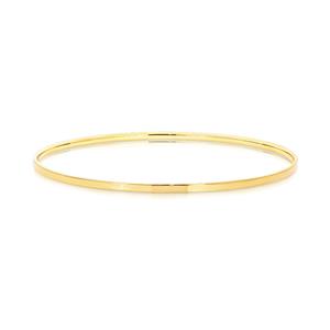 <p>Solid bangle, Flat Profile. 9ct approx weight 5.2g, 65mm diameter</p>